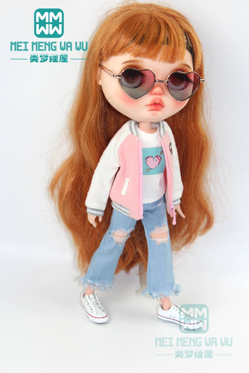 1 шт. одежда Blyth doll модный розовый Свитшот джинсы для Blyth Azone OB23 OB24 кукла 1/6 Рождественский подарок