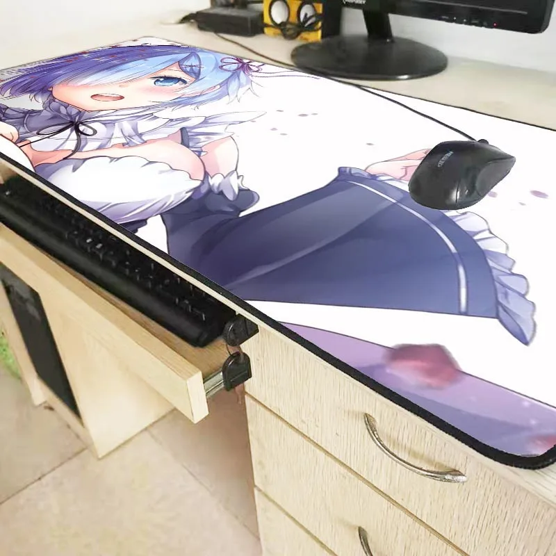 XGZ Re Zero Аниме большой игровой коврик для мыши геймерский с закругленными краями