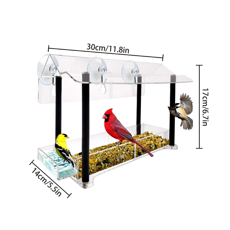 Mangeoire de fenêtre pour oiseaux de la nature 14cm