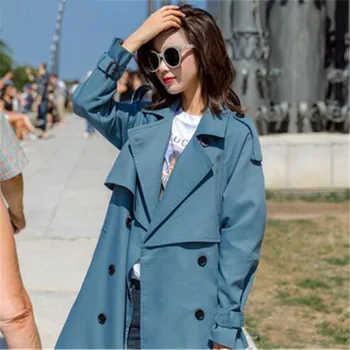 

Fashion Windbreaker Coats Long section 2019 New Spring Autumn Coat Women Trench Coats Korean Loose Casual Ladies Outerwear