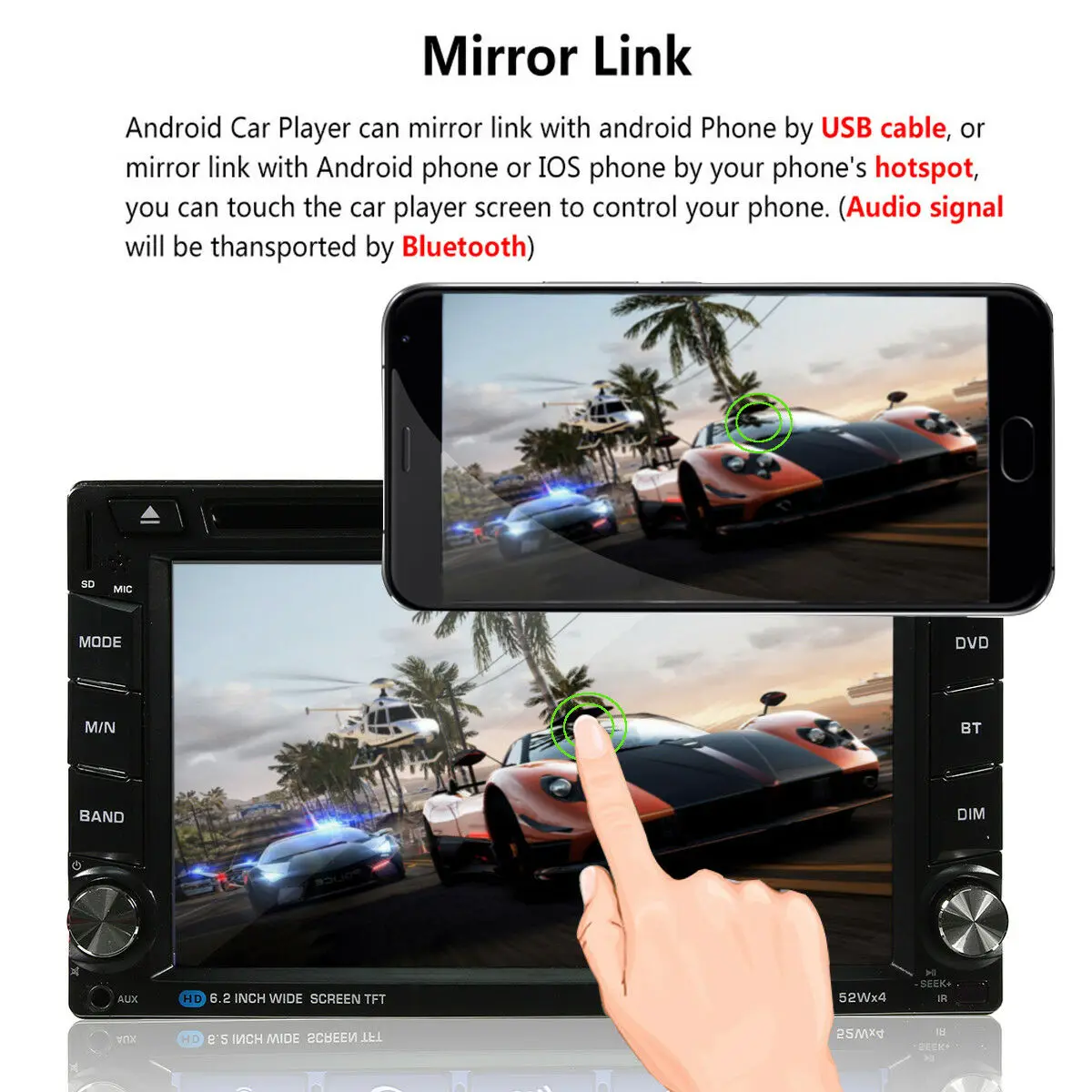 Сенсорный экран для автомобиля gps сенсорный экран CD Универсальный DVD CD MP5 плеер заднего вида радио поворотный 6,2 дюймов Android 6,0 практичный