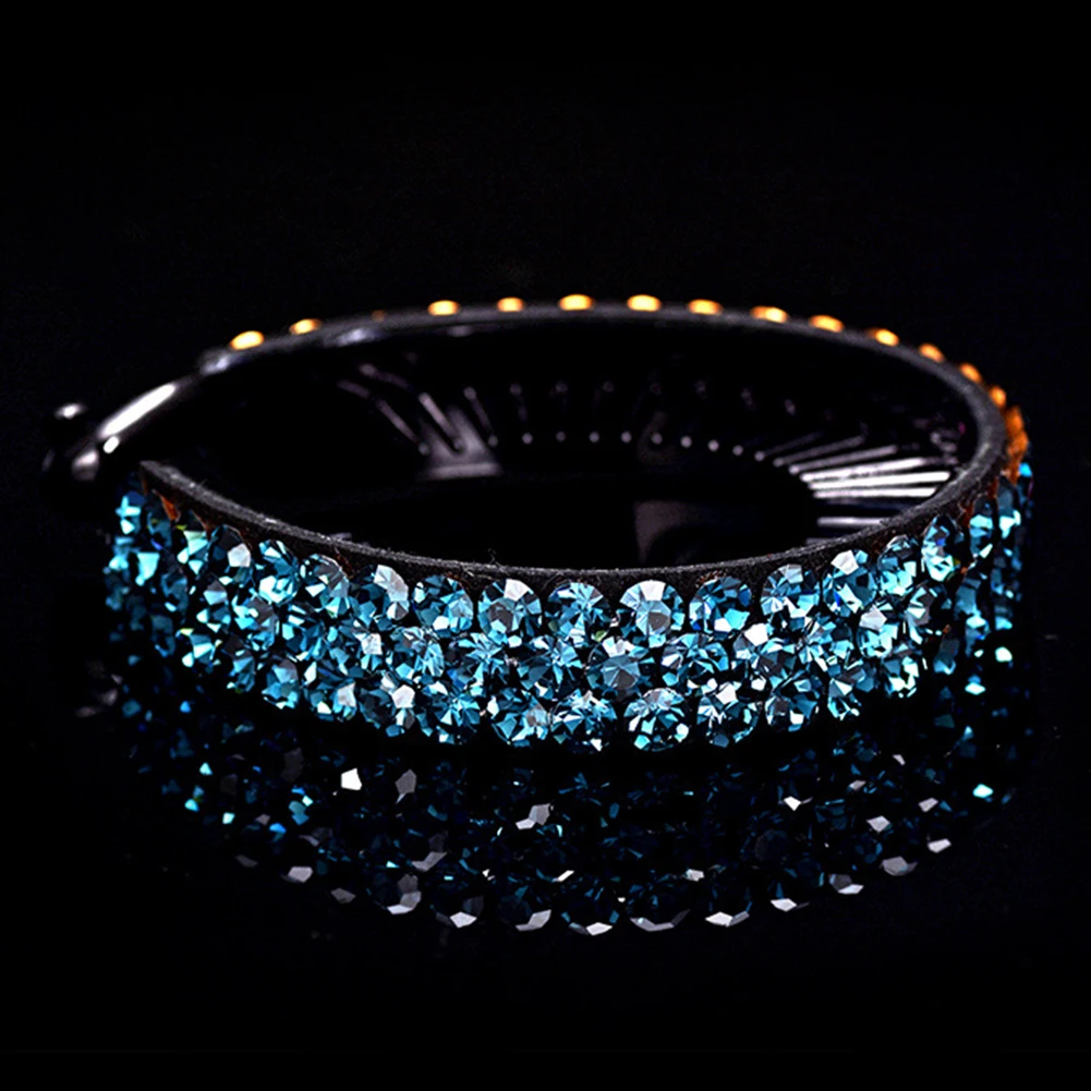 Women Styling Elegant Daily Floral Pattern Hairpin Easy Apply Dating Accessories Hair Claw Jewelry Rhinestone Fashion Headwear - Цвет: Ink Blue