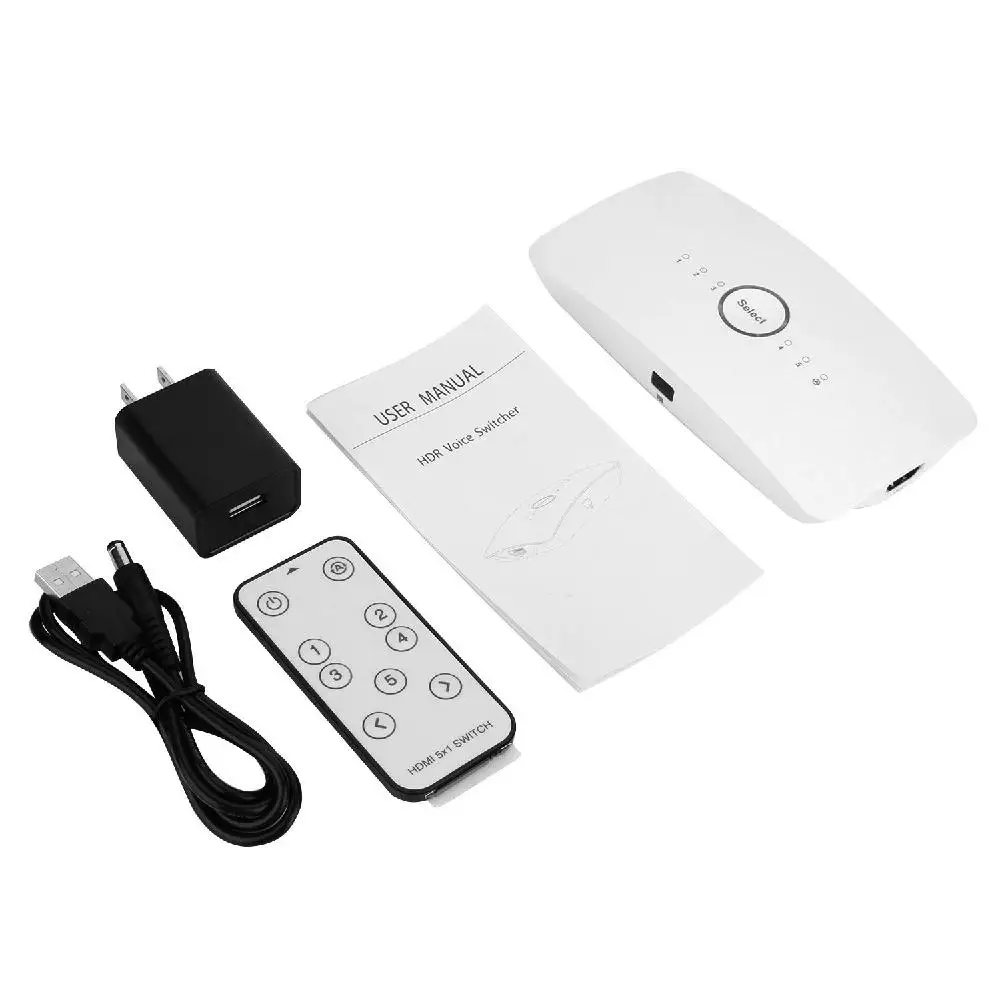 

HDMI 2.0 Switcher 5x1| HDR 5 Ports HDMI Switch 4:4:4 with Voice Control Compatible with Alexa for PS4 Pro UHD TV Xbox