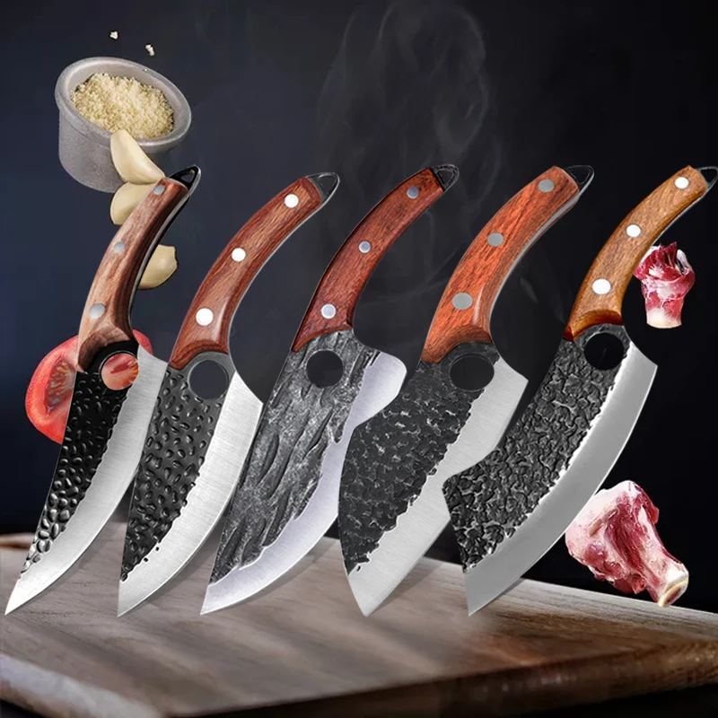 Охотничий нож мясника кованый кухонный из нержавеющей стали сербский шеф-повара