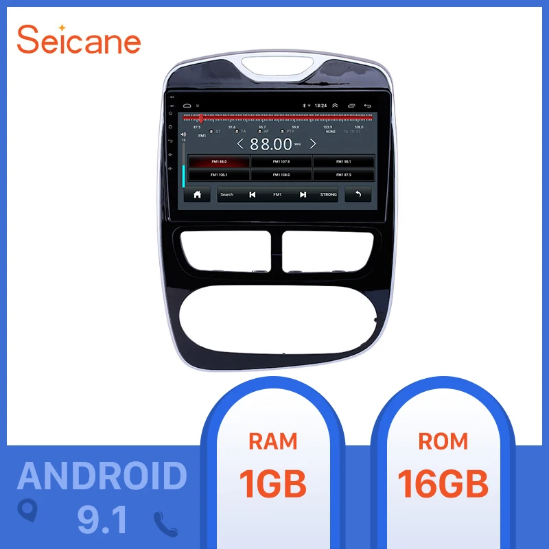 Seicane 10,1 дюймов Android 9,1 Автомобильный gps Радио автомобильный мультимедийный плеер для 2012- Renault Clio цифровая/аналоговая поддержка OBD2