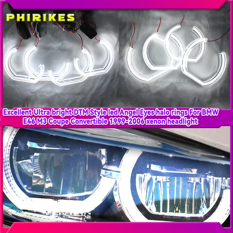 

Excellent Ultra bright DTM Style led Angel Eyes halo rings For BMW E46 M3 Coupe Convertible 1999-2006 xenon headlight