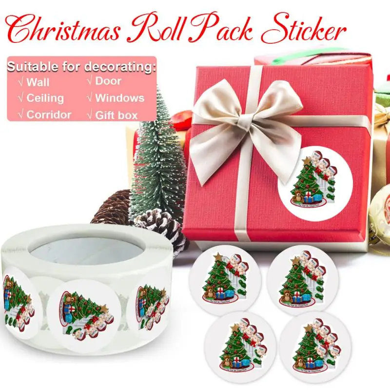 HOT 500pcs/Roll Quarantine Family Xmas Sticker Merry Christmas Decoration Labels 