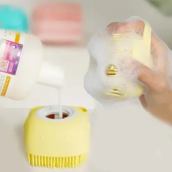 

Pet Dog Bath Massage Brush Massager Silicone Pet Grooming Brush With Shampoo Dispenser For Cleaning And Caring Of Various Pets