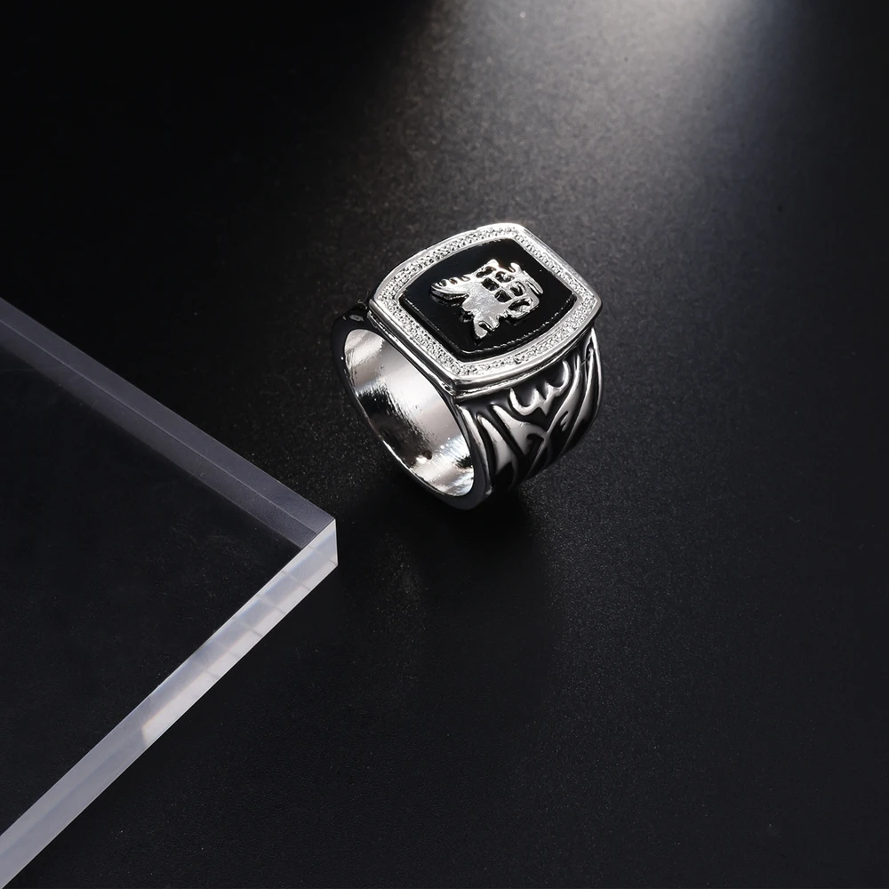 Finger ring Ring Alaric Ric The Vampire Diaries Revival Black Engagement Ring Men Steampunk Antique Enamel Punk Jewelry