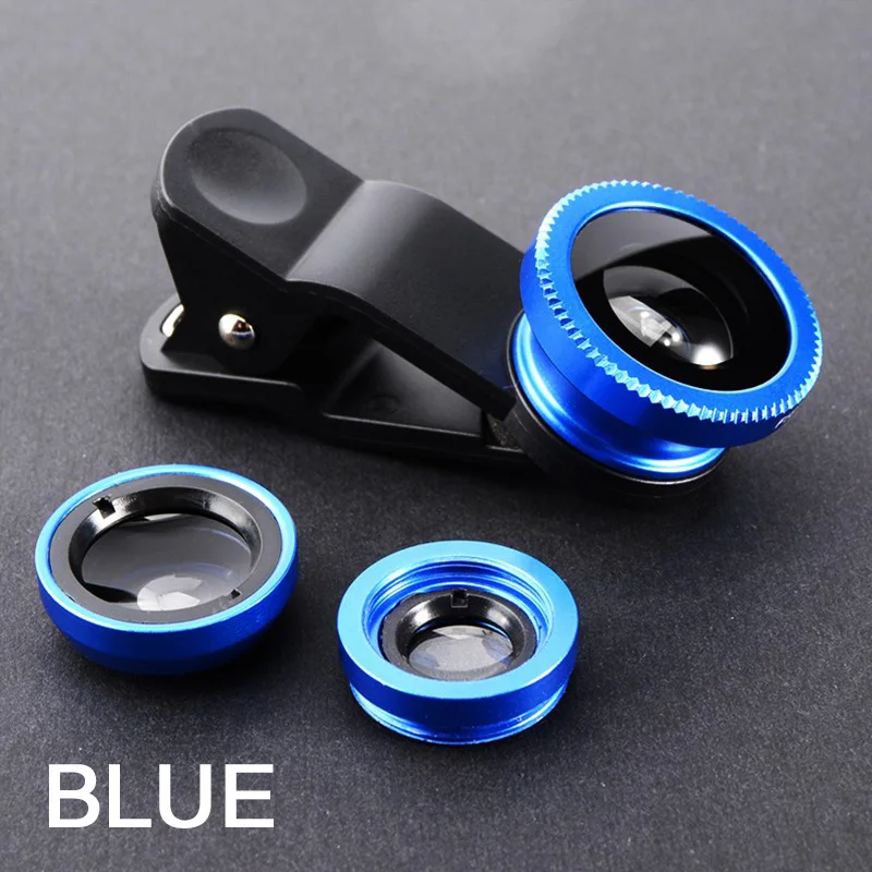 Portable 3 In1 Fish Eye Camera Mobile Phone Lens for Smartphone Wide Angle Fisheye Lens Clip Macro Telephone Android Accessoires 