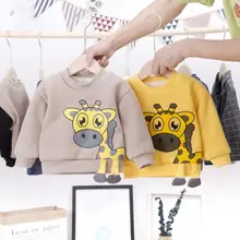 Thick Cartoon Deer Hoodies Excellent Durable Cotton Fabric Process Kid Baby Boy Girl Fleece Children Toddler Sweatshirts