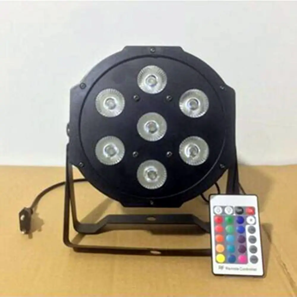 

Wireless Remote Control LED The brightest 8 dmx Channels Led Flat Par 7x12W RGBW 4IN1 Fast Shipping