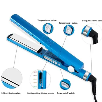 

Professional Ceramic Hair Straightener Ionic Flat Iron 2 in 1 Hair Straightener & Curler Iron for All Hair Types