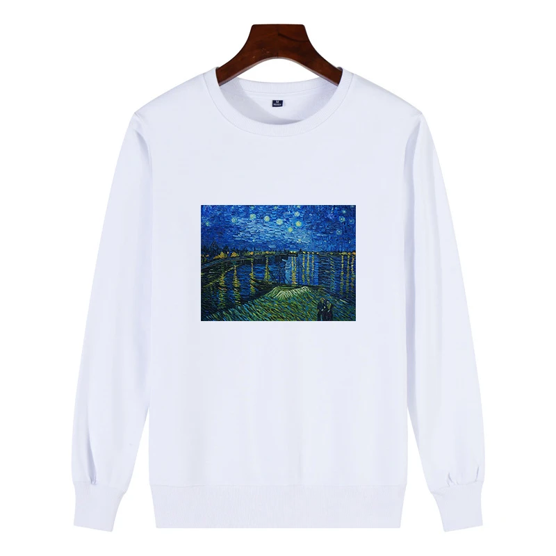 9317 White Kpop модные толстовки Van Gogh Art масляная краска Harajuku Michelangelo Ulzzang винтажная Толстовка с длинным рукавом Женская негабаритная Толстовка - Цвет: 9317 White