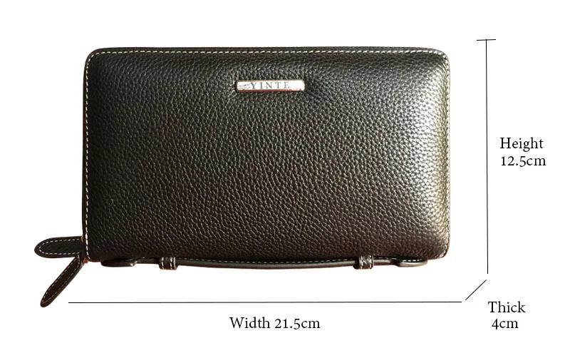 YINTE, мужской кожаный клатч, сумка, органайзер, Чековая книжка, кошелек, бизнес-чехол, держатель, сумка, портфель, TD025-2 - Цвет: Black Clutch Wallet