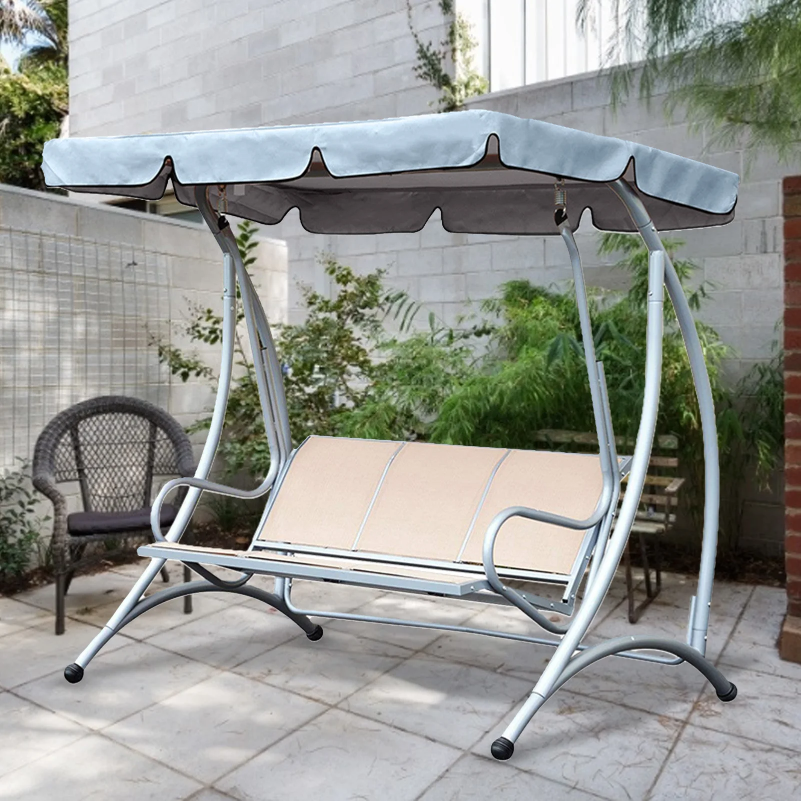 Garden Swing Canopy Top Cover Waterproof Outdoor Swing Chair Hammock Canopy Roof Replacement Chair Sun-shading