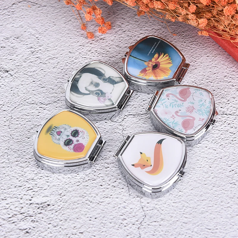 2 Cell Flower Cartoon Animal Tablet Pill Boxes Holder Small Case Silver Tablet Pill Boxes Container Metal Round Medicine Case