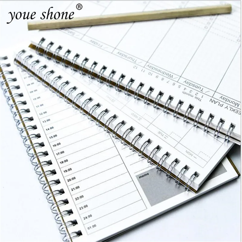 

1pcs weekly planner notebook A5 cowhide coil book this day and week plan learning efficiency notebook handbook