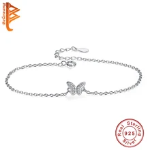 Животное, амулет, браслет 925 пробы серебро сверкающие стразы бабочка очарование браслет Для женщин украшения на свадьбу, годовщину подарок
