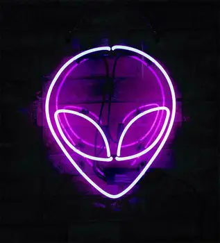 

Neon Light Sign Custom Name Beer Bar Home Decor Open Store Lamp Display Purple Alien 12''X10''