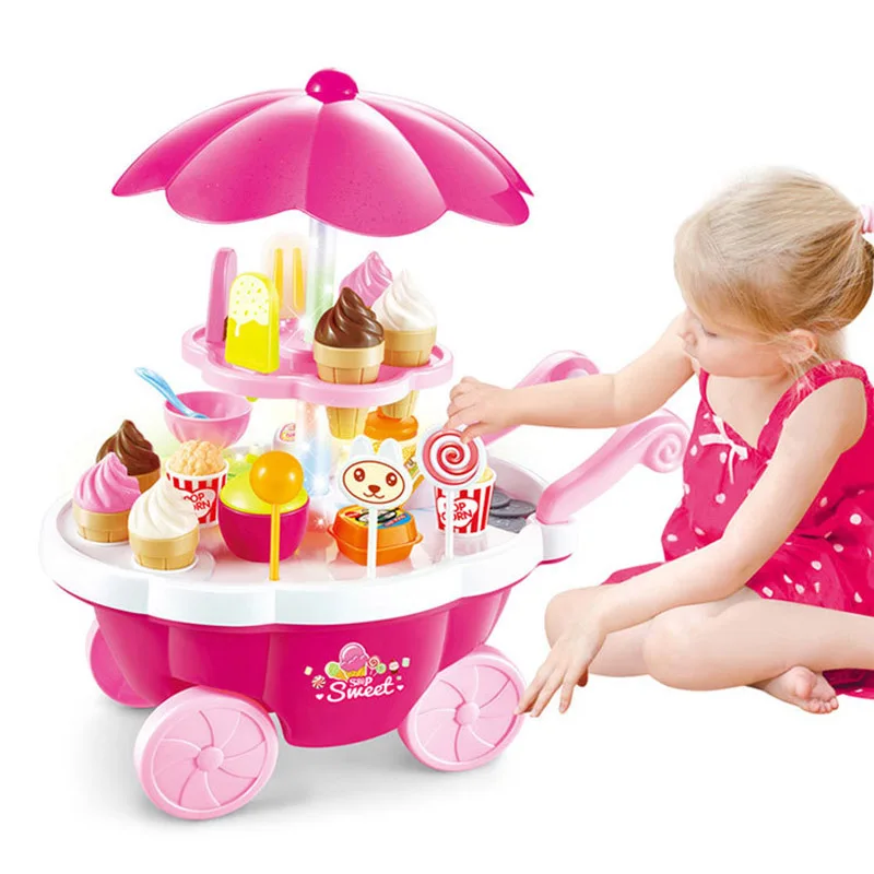  39Pcs children pretend play toys simulation candy music ice cream Mini push car toy early education