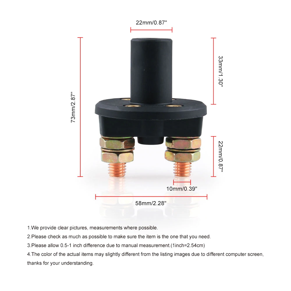 Battery Disconnect Switch AD Car Power Switch 12V Main Cut Off Kill Switch Vehicle Modified Isolator Disconnector Red Key Cut Off For Truck Boat