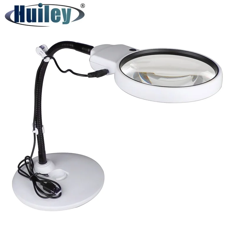 LED Double Lens Desktop Magnifier USB Reading Magnifier with Cold Warm
