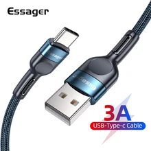 Essager USB Type C кабель Быстрая зарядка зарядное устройство для Xiaomi Huawei Samsung USB-C кабель для передачи данных мобильный телефон USBC Type-C кабели