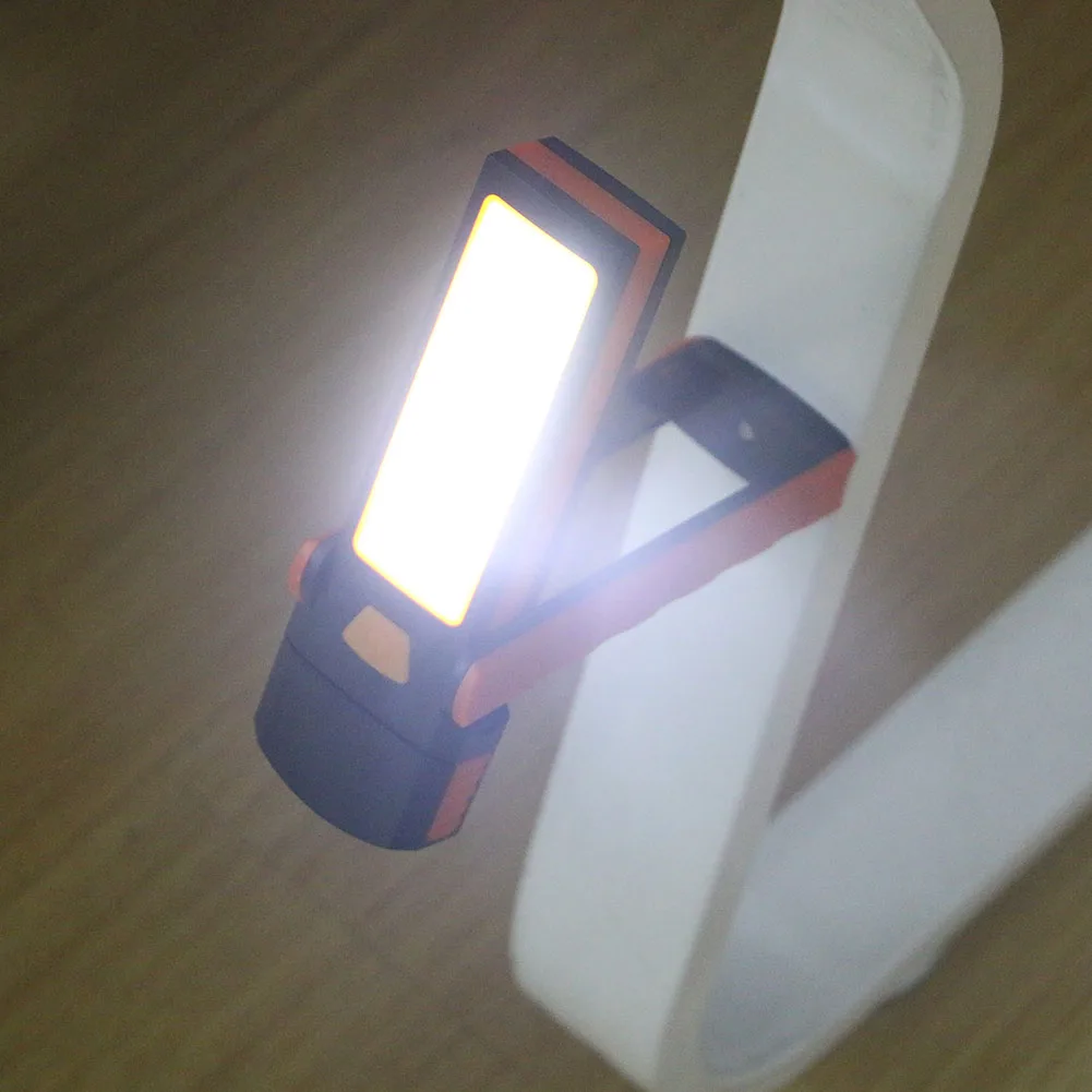 

New Super-Bright Cob Led Work Light Magnetic Stand Hanging Hook Light Flashlight With Magnetic Orange