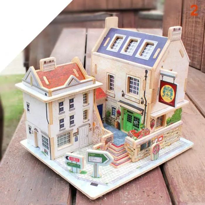 Горячая 3D миниатюрный Британский деревянный дом Сборка DIY Развивающие игрушки для детей