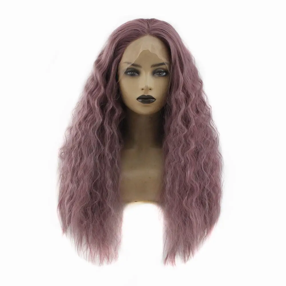 Long Wavy Synthetic Lace Front Wig with Baby Hair Glueless Green High Temperature Heat Resistant Fiber Hair Wigs For Women