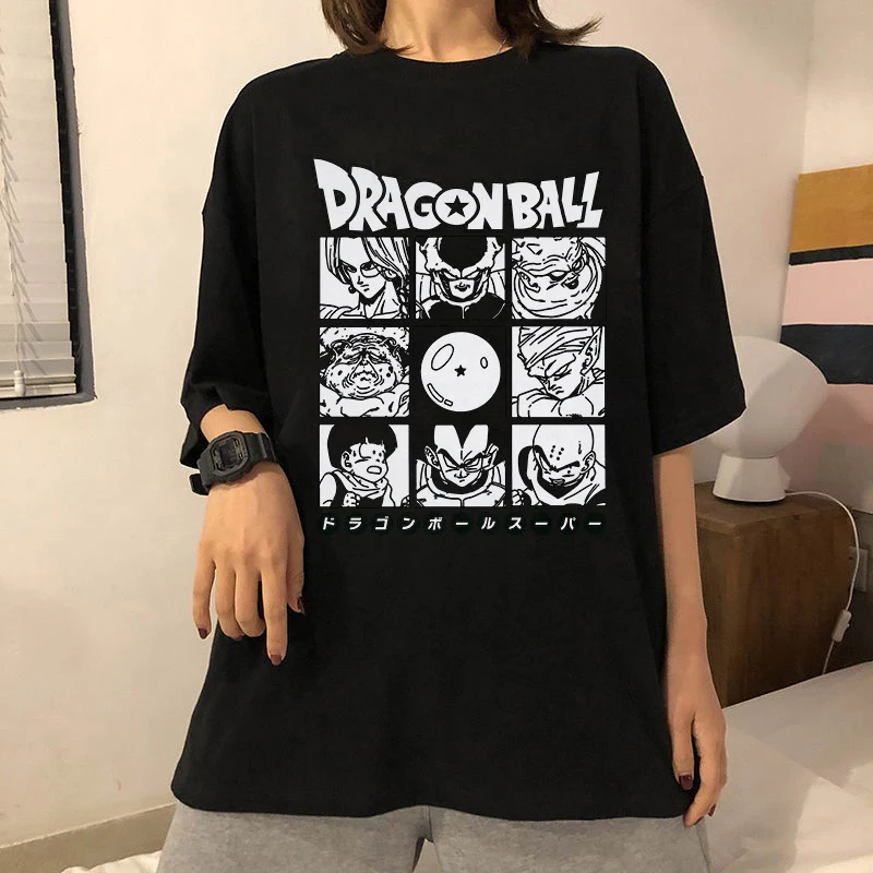 Dragon Ball 9 grid  Anime Dragon Women T-shirts Casual Summer Short Sleeve Tee Harajuku Female T-shirt Fashion Couples  Top white t shirt women