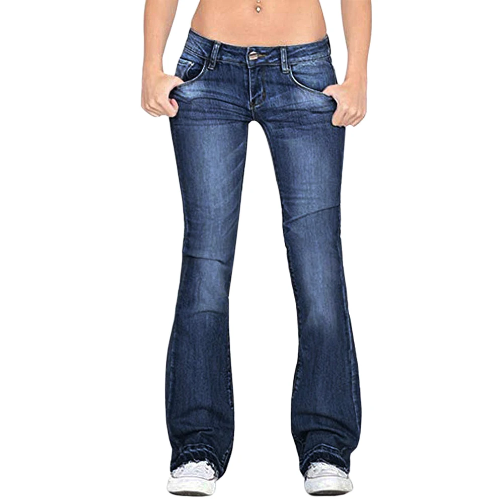 MoneRffi новые женские модные джинсы с пуговицами, тонкие повседневные брюки, женские расклешенные брюки, Широкие джинсовые обтягивающие брюки