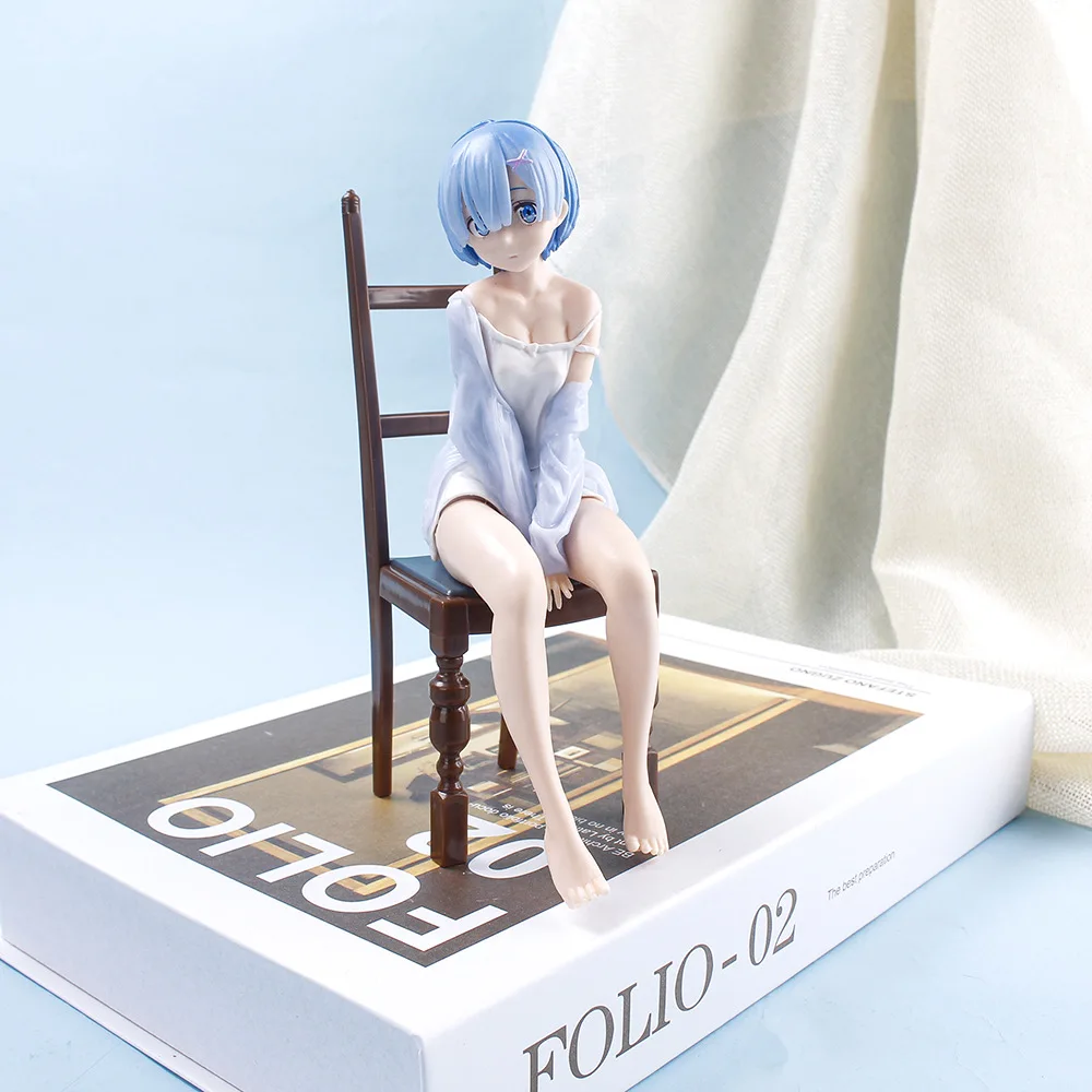 Japanese Anime 15cm Rem Re:Life In A Different World From Zero kawaii girl Pajamas Figure Rem Chair PVC Collection Model Toys