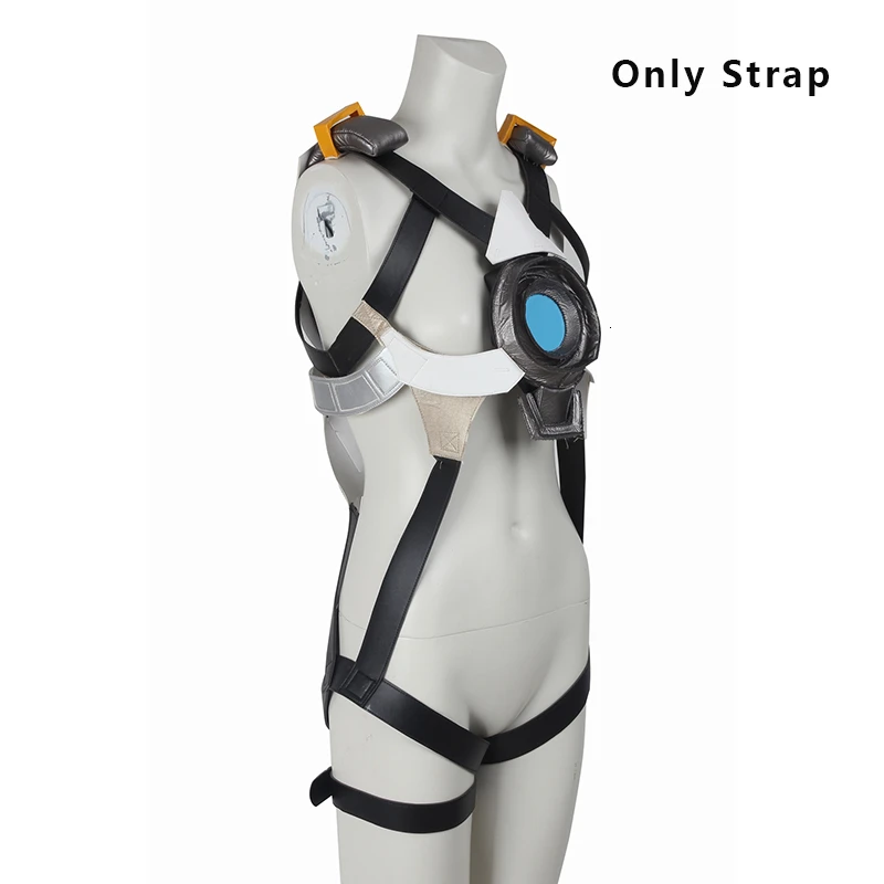 Only strap Игра Ow Tracer Lena Oxton костюм косплей желтый костюм униформа спандекс пальто комбинезон костюмы на Хэллоуин для женщин взрослых на заказ - Цвет: Only strap