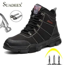 SUADEEX Мужская защитная обувь со стальным носком рабочая обувь защитная обувь для строительства водонепроницаемые рабочие военные ботинки для мужчин 37-46