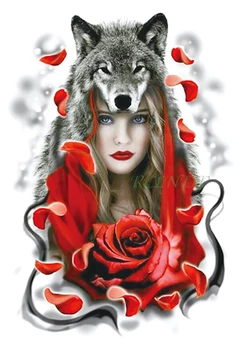 

Waterproof Temporary Tattoo Sticker Cool wolf Rose fake tatto flash tatoo tatouage temporaire big size for girl women men