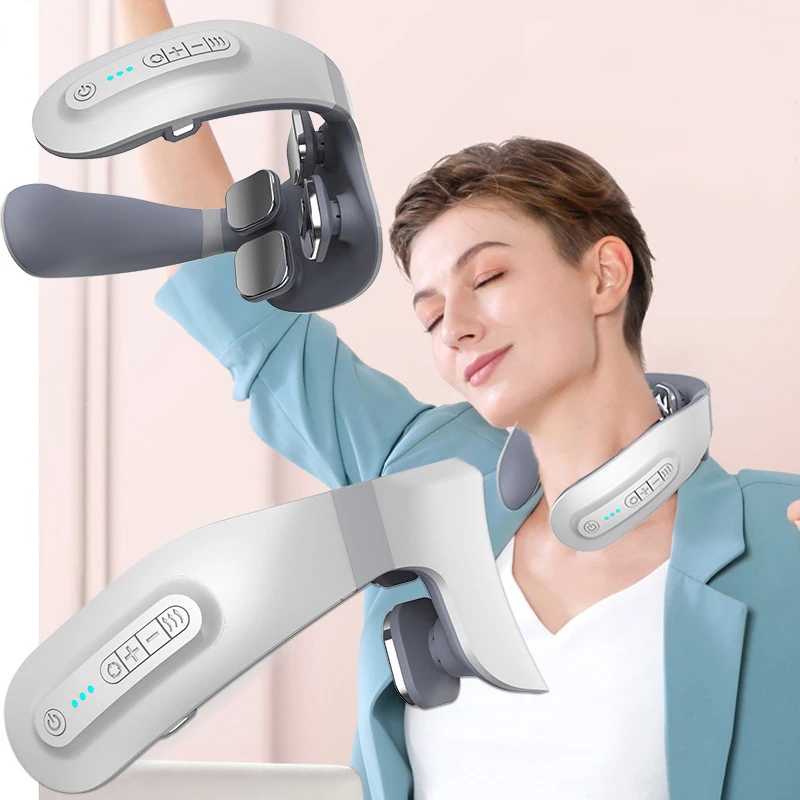 4 Heads Neck Massager Electric Smart Shiatsu Pulse Cervical Massager Stiff Neck Massage Heating Health Care Pain Relief