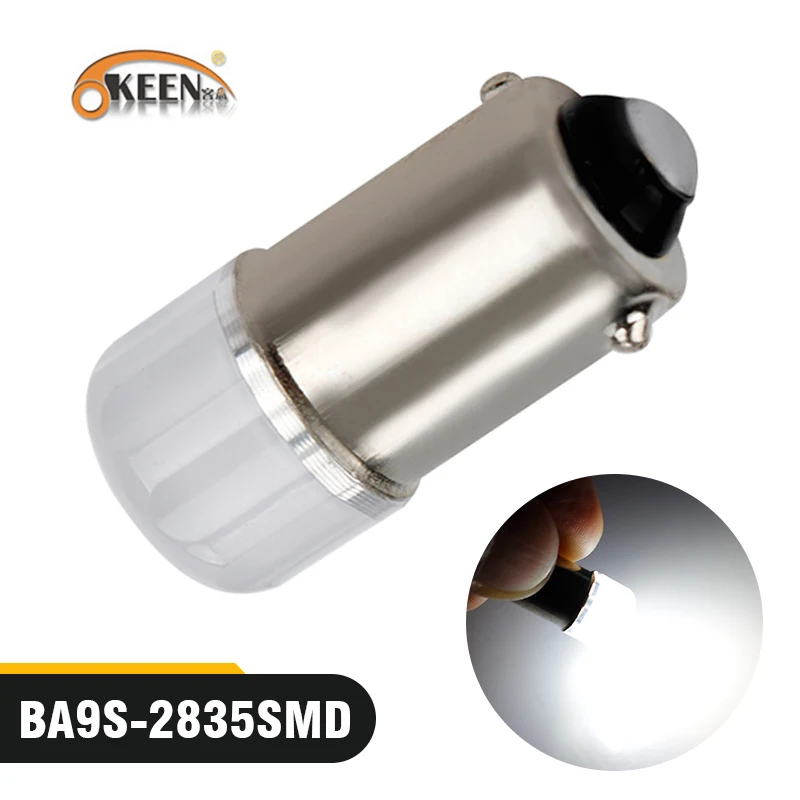 

OKEEN 1pcs Super Bright 12V Car Led Light BA9S Ceramic COB LED Light Bulbs BA9S T4W Car License Plate Light Reading Lamp White