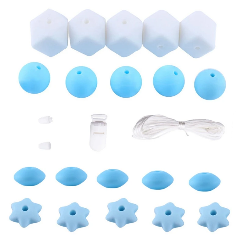 BB6064BL Клипса Детские продукты ожерелье зубной гель набор силиконовые DIY соска цепочка для детской соски держатель уход за ребенком - Цвет: BB6064BL