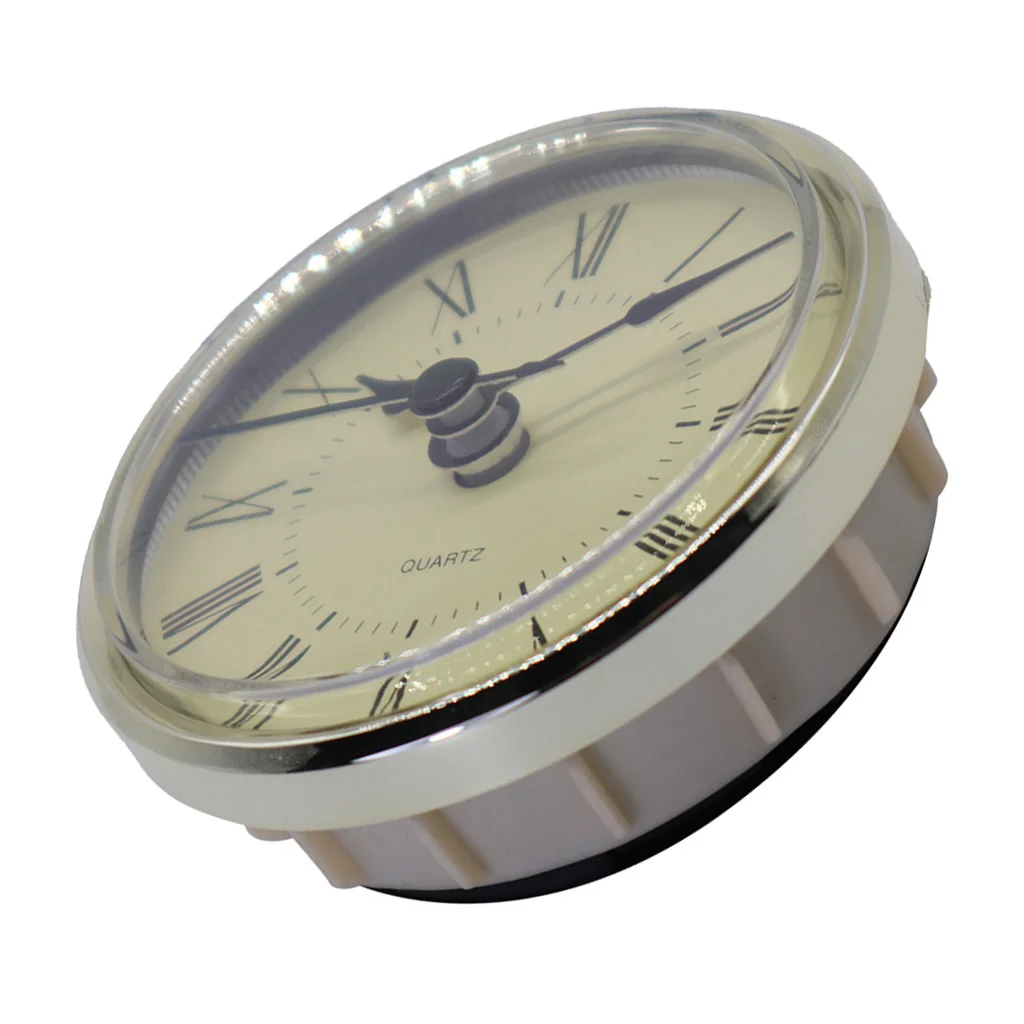 Round 2.76 Inch (70 mm) Quartz Clock Fit-up/Insert with Roman Numeral, Quartz Movement (Silver Trim)