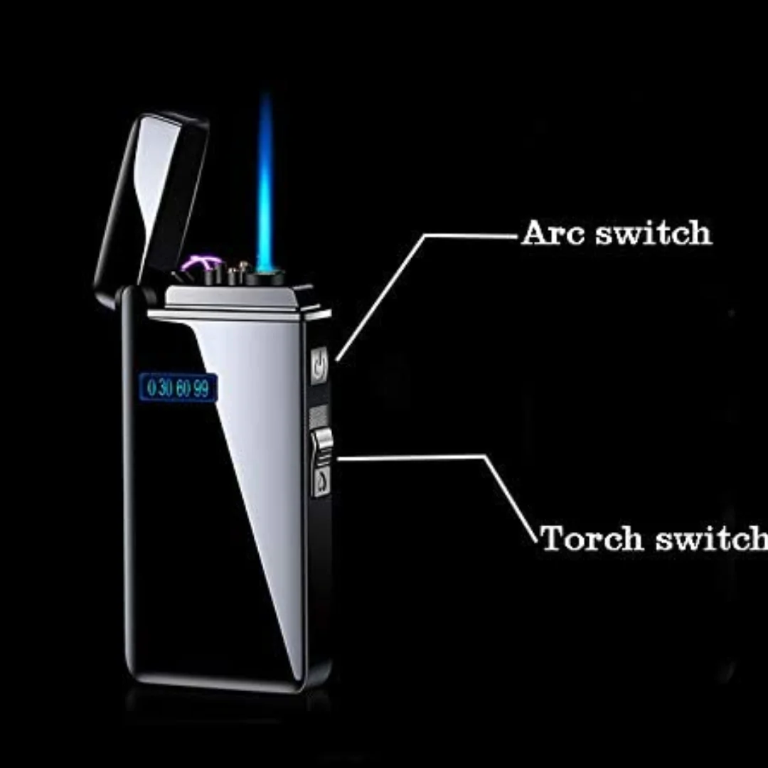 Dual Arc Gas Torch Lighter, Camping Igniter, Windproof, Unusual Lighter, USB Plasma Gas Not Included, 2 in 1