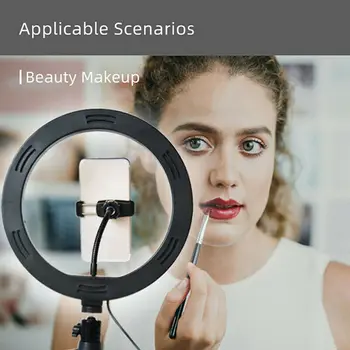 

Dimmable 10 inch USB charge LED Ring Light Camera Lamp Supplementary Lighting +Tripod Stand Phone Holder for YouTube Video Live