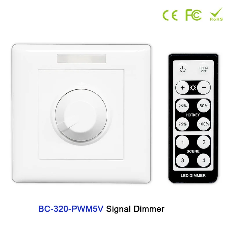 

BC AC85-265V Wall-mounted Knob style led PWM 5V/PWM 10V Signal Dimmer Controller+IR remote use for led strip tape