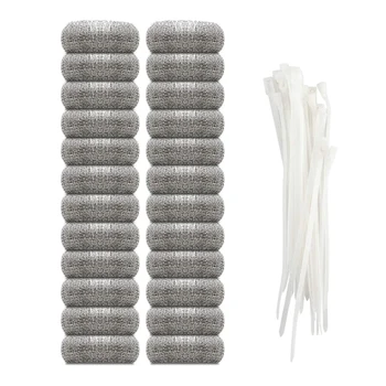 

24Pcs/Set Lint Traps Stainless Steel Washing Machine Lint Snare Traps Washer Hose Lint Traps with 24 Pcs Cable Ties
