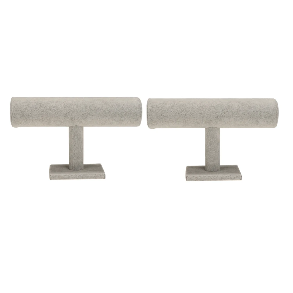 

2 Pieces Jewelry Organizer Display Stand Necklace Bracelet Watch Holder Display Stand Velvet T-Bar Table Top Jewelry Tower