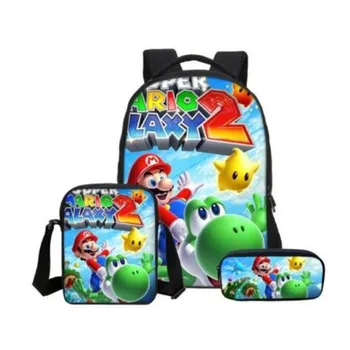

16 inch 3pcs/Set School Bag Super Mario Printing Backpack Children Combination Bookbag Fashion Boy School Backpack Daily Mochila