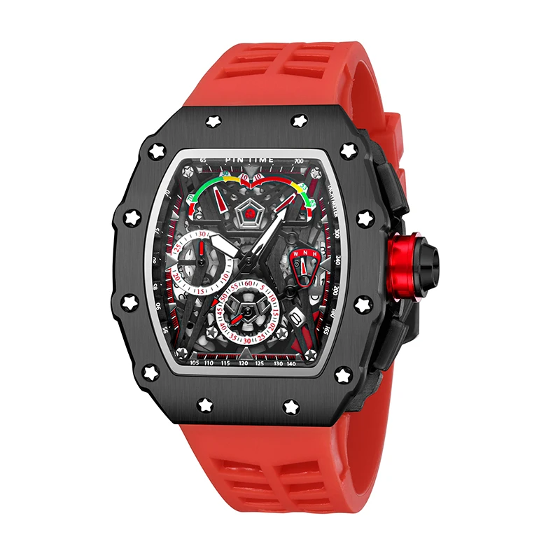 PINTIME Yellow Sport Watch Men Chronograph Military Mens Watches Top Brand Luxury Hip Hop Waterproof Man Clock Relogio Masculino