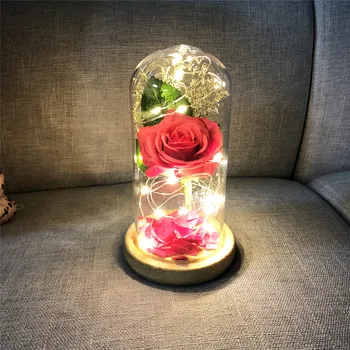 

Valentine's Day gift new rose glass lamp decoration hay simulation rose night light LED bedside lamps wedding birthday present