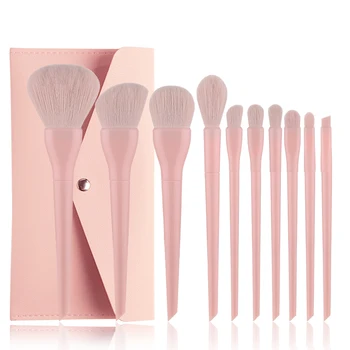 

10pcs Makeup Brushes Natural Hair Candy Color Professional Foundation Powder Blush Eyeshadow Eyebrow Kabuki Blending Brush Set